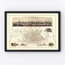 Vintage Map of Liverpool, United Kingdom 1851