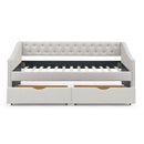Upholstered Tufted Daybed With 2 Drawers, Waved Arms by HouseOfZazla