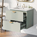 Modern Wall-Mounted Bathroom Vanity With 2 Drawers, Ideal For Small Bathrooms - Green by HouseOfZazla