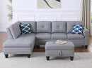 Irine - Sectional Sofa With Ottoman - Gray by HouseOfZazla