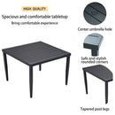 5-Piece Outdoor Patio Aluminum Furniture, Modern Dining Set, including 4 Dining Chairs Sunbrella Fabric Cushioned and 40" Square Dining Table with Umbrella Hole, Ember Black