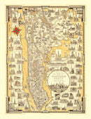 Vintage Map of Manhattan, New York 1939