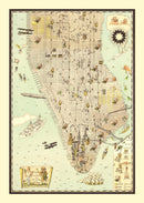 Vintage Map of Manhattan, New York 1927