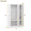 3-Door Shutter Wardrobe with shelves, White