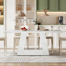 Dining Table For 4 To 6 People, With Trapezoid Base For Dining Room - White by HouseOfZazla