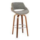 Fabrizzi - Mid Century Modern Fixed Height Barstool With Swivel With Round Footrest (Set of 2) by HouseOfZazla