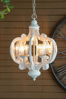 Farmhouse Chandelier, 6 Light Wood Chandelier Pendant Light Fixture With Adjustable Chain For Dining Room Living Room Entryway, Bulb Not Included by HouseOfZazla