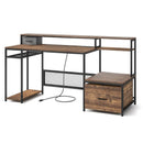 67 Inch Computer Desk with Monitor Stand & File Drawer by LJGDeals