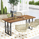 67 Inch Patio Rectangle Acacia Wood Dining Table with Umbrella Hole by DirectDeals
