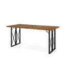 67 Inch Patio Rectangle Acacia Wood Dining Table with Umbrella Hole by DirectDeals