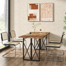67 Inch Patio Rectangle Acacia Wood Dining Table with Umbrella Hole by LJGDeals