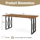 67 Inch Patio Rectangle Acacia Wood Dining Table with Umbrella Hole by LJGDeals