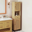 67 Inch Tall Bathroom Cabinet PE Rattan Floor Cabinet with 2 Doors-Natural by DirectDeals