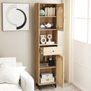 67 Inch Tall Bathroom Cabinet PE Rattan Floor Cabinet with 2 Doors-Natural by DirectDeals
