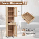 67 Inch Tall Bathroom Cabinet PE Rattan Floor Cabinet with 2 Doors-Natural by DirectDeals