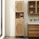 67 Inch Tall Bathroom Cabinet PE Rattan Floor Cabinet with 2 Doors-Natural by DirectDeals