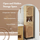 67 Inch Tall Bathroom Cabinet PE Rattan Floor Cabinet with 2 Doors-Natural by DirectDeals