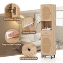 67 Inch Tall Bathroom Cabinet PE Rattan Floor Cabinet with 2 Doors-Natural by DirectDeals