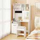 67 Inches Tall Vanity Set with Mirror Makeup Dressing Table with Charging Station-White by LJGDeals