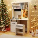67 Inches Tall Vanity Set with Mirror Makeup Dressing Table with Charging Station-White by LJGDeals