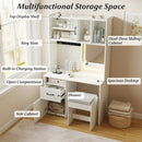 67 Inches Tall Vanity Set with Mirror Makeup Dressing Table with Charging Station-White by LJGDeals