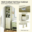 67 Inch Tall Bathroom Cabinet Narrow Floor Cabinet with Fluted Door