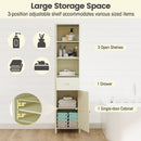 67 Inch Tall Bathroom Cabinet Narrow Floor Cabinet with Fluted Door