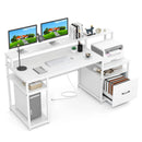 67 Inch Computer Desk with Monitor Stand & File Drawer by LJGDeals