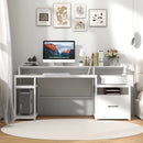 67 Inch Computer Desk with Monitor Stand & File Drawer by LJGDeals