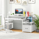 67 Inch Computer Desk with Monitor Stand & File Drawer by LJGDeals