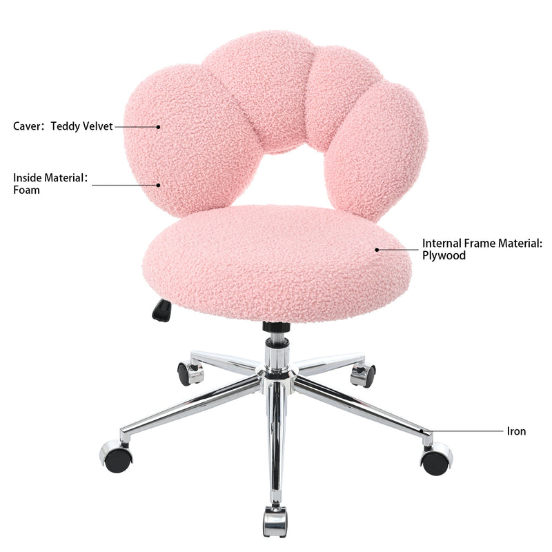 360Swivel Height Adjustable,Swivel Chair,Teddy fabric,home office chair