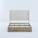Shelton - Queen Upholstered Wingback Bed With 54" High Headboard - Ivory / Light Gray / Camel Oak by HouseOfZazla