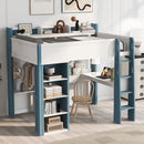 Loft Bed With Built In Storage Shelves, Clothes Rail, And Desk by HouseOfZazla