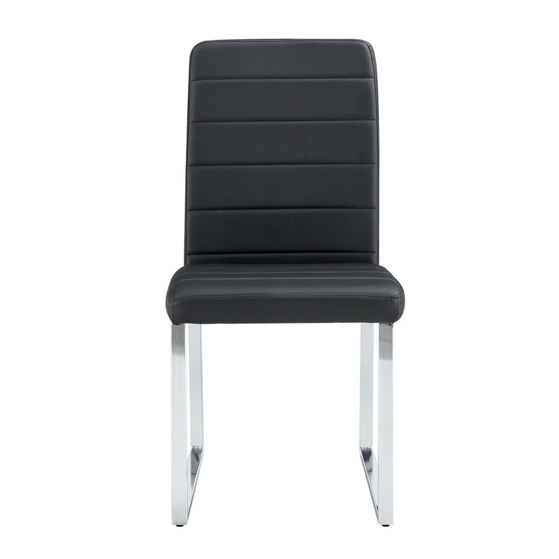 A set of 4 dining chairs, black dining chair set, PU material high backrest seats and sturdy leg chairs, suitable for restaurants, kitchens, and living rooms