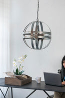 4 Light Galvanized Chandelier, Hanging Light Fixture With Adjustable Chain For Kitchen, Bulb Not Included - Gray by Unique Piece Furniture