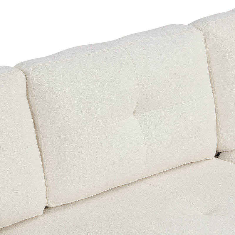 87.4" L-shape Sofa Bed Pull-out Sleeper Sofa with Wheels, USB Ports, Power Sockets for Living Room, Beige