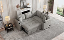 87.4" L-shape Sofa Bed Pull-out Sleeper Sofa with Wheels, USB Ports, Power Sockets for Living Room, Grey