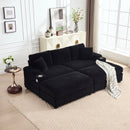 Convertible Sectional Sofa Bed Set With Armrest Storage, Cup Holder, USB - Black by Unique Piece Furniture