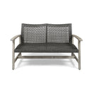 Hampton Outdoor Wood and Wicker Loveseat - Gray by HouseOfZazla