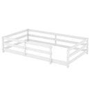Twin Size Montessori Floor Bed With Fence - White by HouseOfZazla