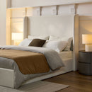 Carmen - Full Size Upholstered Wingback Bed - Ivory