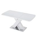 Rectangle Dining Table, Stretchable, X Shape Legs - White by HouseOfZazla