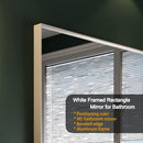 Rectangular Wall-Mounted Beveled Bathroom Mirror, Square Angle Metal Frame Wall Mounted Bathroom Mirrors For Wall (Horizontal & Vertical) - Glossy White by Unique Piece Furniture