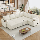 U-Shaped Sectional Sleeper Sofa With Ample Storage Space, 2 Cup Holders And Charging Ports For Living Room by Unique Piece Furniture