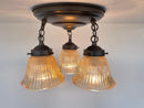 Antique AMBER 1930's Holophane Hobnail Glass Ceiling Light