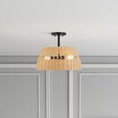 Twinkle - Double Lights Semi Flush With Shade - Black / Rattan by HouseOfZazla