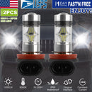 2PCS 1000lm 100W H8/H9/H11 LED Fog DRL Light Bulb IP65 Water-Resistant 360¡ Beam Angle 6000K White