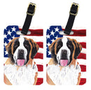 USA American Flag with Saint Bernard Luggage Tag