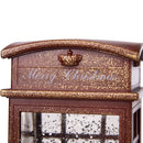 Christmas Lighted Water Spinning Phone Booth With Santa On Phone, 3*AA Batteries Required - White / Red