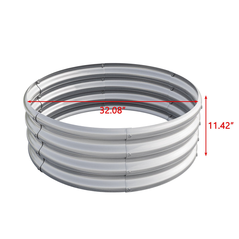 32.08x11.4" Tall Round Raised Garedn Bed, Metal Raised Beds for Vegetables, Outdoor Garden Raised Planter Box, Backyard Patio Planter Raised Beds for Flowers, Herbs, Fruits Silver